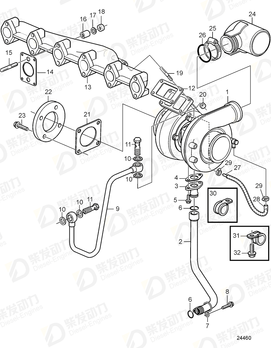 volvo penta Exhaust pipe 22603484 Drawing volvo penta Exhaust pipe 22603484 Drawing
